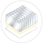 Prismatic EV Battery Cells Bonded Together Over Thermal Management Material