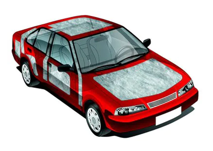 Illustration of 3M Thinsulate Acoustic Insulation Used in Car Panels