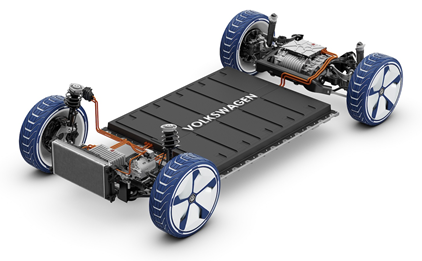 Volkswagen EV Chassis with Exposed Li-Ion Battery Pack