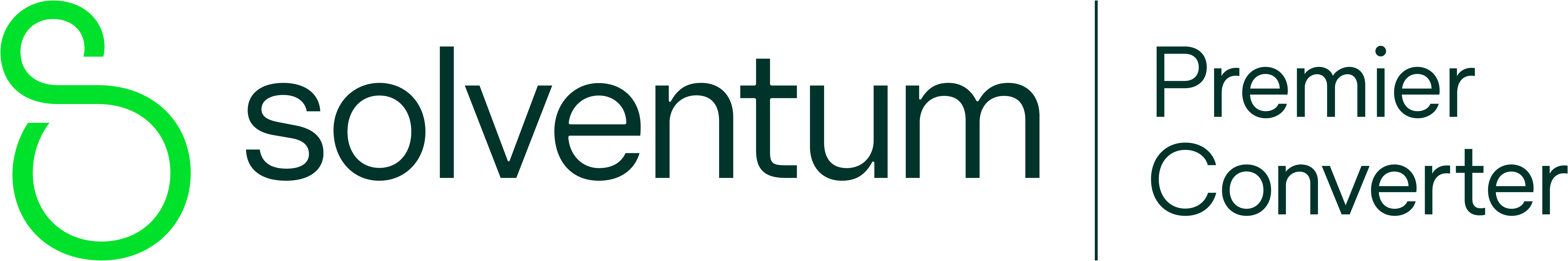 Solventum logo: green stylized "S" next to "solventum" and "Premier Converter" text.